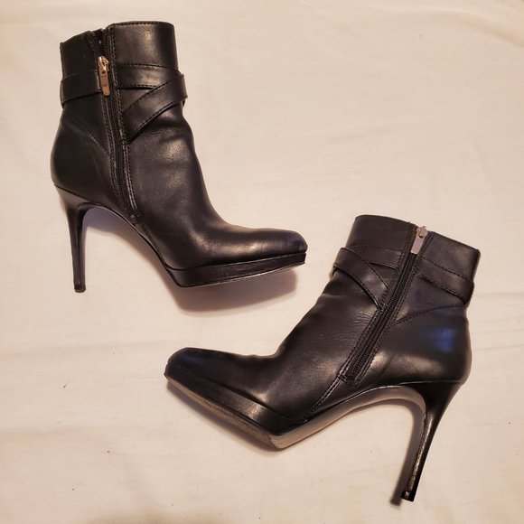 Enzo Angiolini Black Platform Ankle Boots with Silver Accents & Straps Size 8.5 - Picture 3 of 13